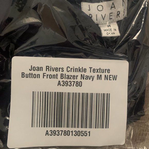 NWT JOAN RIVERS CRINKLE TEXTURE BUTTON FRONT BLAZER NAVY MEDIUM - Picture 9 of 10